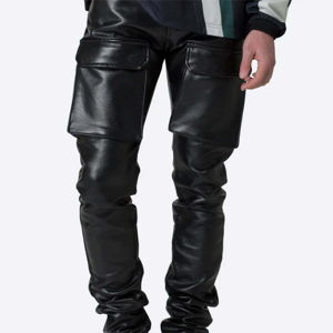 กางเกงคาร์โก้หนัง PU คุณภาพสูงสำหรับผู้ชายจาก Elite Craft Industry - ดีไซน์ทันสมัย ทนทาน พร้อมซิปสำหรับสวมใส่ลำลองและกิจกรรมกลางแจ้ง - Product Image 5