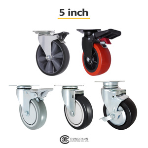 Bánh xe xoay và khóa phẳng 2 inch, 2.5 inch, <span class=keywords><strong>3</strong></span> inch, 4 inch, 5 inch cho xe đẩy đồ nội thất, tủ, bánh xe chịu lực nặng - Product Image 6