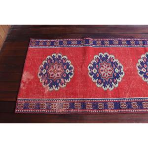 พรมวินเทจตุรกี ขนาด 2.6x7.9 ฟุต (78x242 ซม.) พรมขนสัตว์สีแดง - Product Image 4