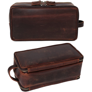 Trendy Men's Stone Leather Bottom Dopp <b>Kit</b> Zipper Canvas <b>Travel</b> Clutch for Hygienic Cosmetic Hygiene Fashionable for Toiletry Ba - Product Image 6