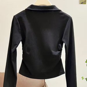 Women Slim Fit <b>Short</b> <b>Sleeve</b> Solid Polyester for Shirt Casual Office Wear Jersey Fabric Spring/Fall Everyday Outfit - Product Image 3