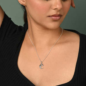 NOVAMART Fine Rhodium Plated White Gold & Rose Islamic Moon Star <b>Pendant</b> Chain Necklace with <b>Emerald</b> Zircon Moissanite or Diamon - Product Image 3
