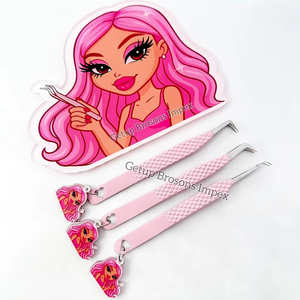 Llaveros personalizados sostenibles de alta calidad, azulejo de pestañas de muñeca bonita acrílica con imán para pinzas de extensión de pestañas disponibles - Product Image 1