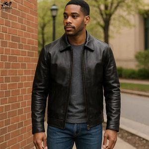 High Street Style Winter <b>Leather</b> <b>Jacket</b> Warm <b>Long</b> Sleeve Front Logo <b>Jacket</b> For Man with Solid Color <b>Leather</b> <b>Jacket</b> - Product Image 2