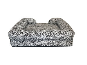 Leopar baskılı ortopedik pet yatak su geçirmez astar ve kaymaz alt ile lüks pet çekyat - Product Image 4
