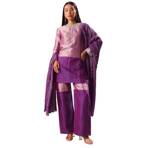 Ensemble de costume Kurta Palazzo brodé violet vente en gros de vêtements ethniques OEM pour femmes fournisseur d'usine tenue de fête de mariage personnalisée - Product Image 1