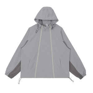 Vente en gros Survêtement de sport court et léger en nylon pour hommes coupe-vent zippé pour la course à pied à capuche teint uni - Product Image 6