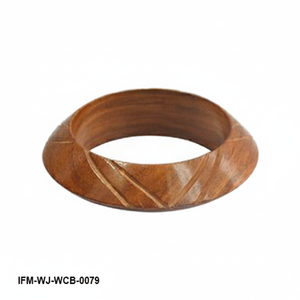 Brazalete de Madera Natural Hecho a Mano, Brazalete de Madera Grueso Tallado Geométricamente para Mujer, Joyería Minimalista Ecológica - Product Image 3