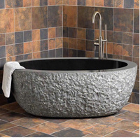 Baignoire autoportante en pierre de surface solide de luxe | Baignoire ovale moderne pour les projets de spa et d'hôtel de salle de bain