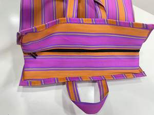 Sac fourre-tout à rayures PP tissé écologique personnalisé métier à tisser manuel réutilisable fabriqué en plastique polypropylène nylon recyclé durable - Product Image 3