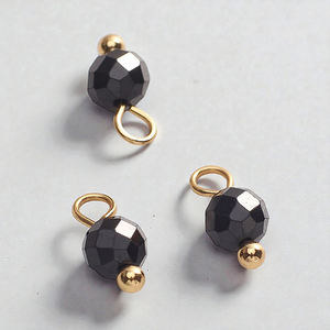 High Quality Faceted Black Onyx <b>Crystal</b> Bead Charm Gold Plated Loop Pendant for DIY <b>Necklace</b> Bracelet Jewelry Making Accessories - Product Image 1