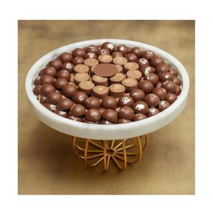 Tazón DE SERVICIO DE CHOCOLATE dorado decorativo de mesa de diseño fabuloso hecho de dulces de chocolate de metal y platos de servidor de dátiles - Product Image 4