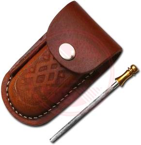 Couteau de poche damas fait main couteau de survie pliant de camping en plein air damas avec gaine en cuir et manche en bois - Product Image 5