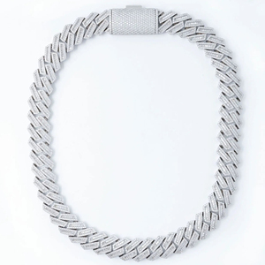 Cadena Cubana Personalizada de Plata de Ley 925 con Moissanita VVS, Corte Brillante Redondo, Certificado IGI, Collar Unisex Estilo Hip-Hop - Product Image 1