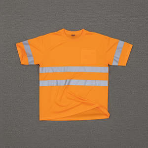 Mens Safety Reflective <b>Shirts</b> Workwear Men High Visibility moisture wicking <b>Hi</b> <b>Vis</b> <b>Shirts</b> With Grey/Orange Reflective Tape. - Product Image 1
