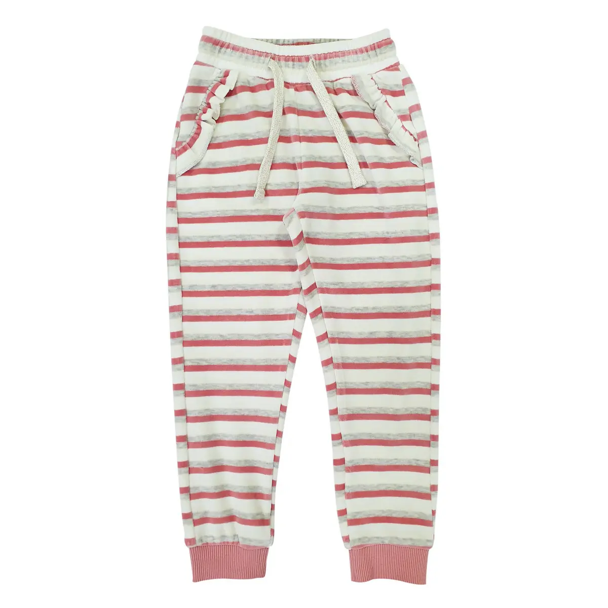 カジュアルスタイルの女の子用パンツ子供用パンツ卸売価格コットンホワイトとピンクの伸縮性ウエスト/足首