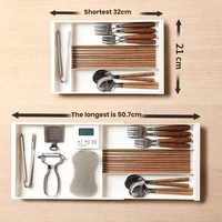 Tiroir à couverts extensible en plastique ABS, organisateur de tiroir de cuisine, plateau de rangement réglable pour couverts, organisateur d'ustensiles