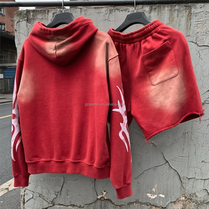 Custom Streetwear Sweatshirt <b>Suits</b> Jogging Homme Coton Two Piece Short Set Tracksuit for <b>Men</b> Rhinestone Hoodies and Shorts Set - Product Image 3