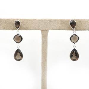 925 argent Sterling boucle d'oreille goujon fait à la main à la mode naturel Quartz fumé pierre précieuse pour son cadeau de bijoux en argent - Product Image 4