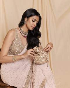 Georgette-Saree de imitación para fiesta, aspecto elegante, Saree, calidad prémium, precio al por mayor, exportación y fabricante de la India - Product Image 4