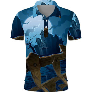 Camiseta Polo de Algodón 100% para Hombre, Servicio OEM, Ajuste Holgado, Tejido de Punto Estampado, Camiseta Informal con Estampado Digital para Hombre - Product Image 1