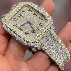 Montre Hip Hop à affichage analogique mécanique de luxe pour hommes personnalisable entièrement blanc VVS Moissanite diamant dessin animé cadran en verre Antique - Product Image 4