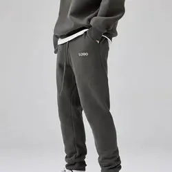 Pantalon de survêtement décontracté en éponge française pour hommes avec logo brodé Taille élastique et ouverture des jambes Nouveau style Printemps Vente en gros - Product Image 3