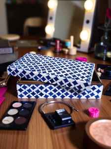 Boîte de rangement de bijoux en incrustation d'os Blue Mughal Design - Product Image 3