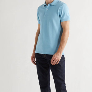 Polo de streetwear premium pour homme |   Tissu piqué bleu ciel arctique uni, respirant, léger, décontracté, style urbain, haut de base - Product Image 5