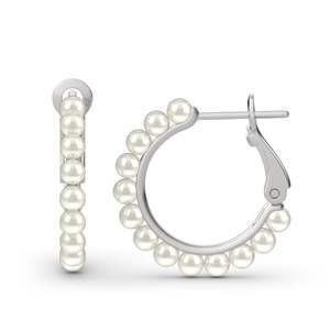 ต่างหูห่วงเงินสเตอร์ลิงประดับมุกเจลิยา - Product Image 1
