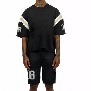 Ensemble t-shirt et short pour homme, tenue de sport décontractée en deux pièces pour la salle de sport, l'entraînement, la course à pied, le fitness, le port quotidien - Product Image 3