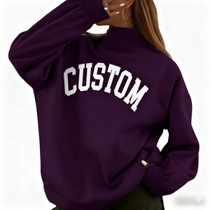 Sweat-shirt à col montant réversible avec logo personnalisé pour femmes pull à manches longues surdimensionné nouveau Design imprimé pour l'automne hiver solide - Product Image 2