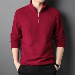 Autumn Winter <b>Men's</b> Warm <b>Fleece</b> T-<b>Shirts</b> 100% Cotton Solid Zipper Turtleneck High Quality Quick Dry Long Sleeve Tops - Product Image 2