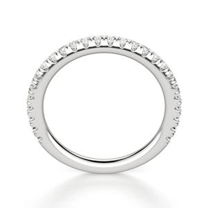 Diamante de corte redondo Semi Eternity Alianza de boda a juego para mujer - Product Image 3
