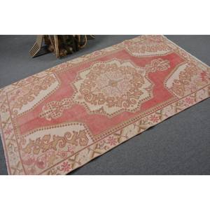 พรมตุรกีโบราณแท้4.2 x 7.4ft คลาสสิกการออกแบบการเย็บปะติดปะต่อกันสีชมพูขนแกะทำด้วยมือลาเท็กซ์สำรองสำหรับห้องนั่งเล่น - Product Image 2