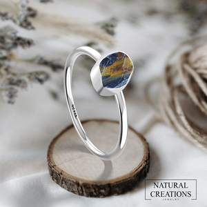 Anillo Apilable de Plata de Ley 925 de Primera Calidad con Engaste Clásico Liso para Piedra Preciosa Pietersite, Forma de Pera Ovalada, para Hombre, Paquete de Aniversario - Product Image 2