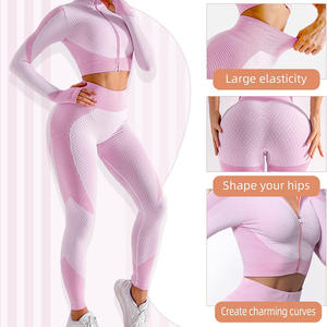 ชุดวอร์มเล่นยิมสำหรับผู้หญิงเสื้อกันลมแห้งเร็วและระบายอากาศพิมพ์โลโก้ได้ตามต้องการสำหรับใส่ออกกำลังกายโยคะชุดลำลอง - Product Image 5