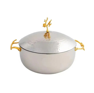 Calentador de alimentos redondo elegante de nácar con tapa de vidrio Diseño de olla caliente perfecto para eventos especiales y tamaños personalizados - Product Image 5