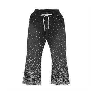 Chándal con Diamantes de Imitación Unisex, Sudadera con Capucha y Pantalones Acampanados, Chándal Grueso de Algodón 100% con Piedras Preciosas, OEM - Product Image 4