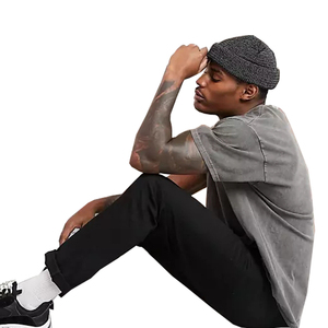 Vintage Wash Effect Hombres Drop Shoulder 100% Algodón Tallas grandes Ropa casual Camisetas para hombres - Product Image 4