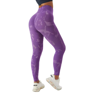 Venta al por mayor de las mujeres sin costuras Tie Dye Yoga Fitness pantalones de las mujeres de cintura alta Levantamiento de cadera Deportes Leggings Logotipo personalizado Tie Dye - Product Image 6