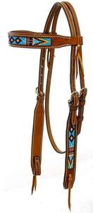 Ensemble de collier de poitrine de tête de nouage en cuir véritable de qualité supérieure avec produit équestre perlé - Product Image 3