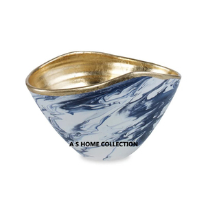 Tazón de vidrio transparente de fruta de estilo americano moderno pulido brillante decorativo de aluminio fundido de lujo - Product Image 3