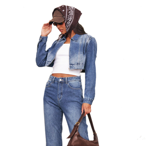 Chaqueta vaquera para mujer, prendas de vestir informales para mujer, chaqueta de otoño, abrigo vaquero con cremallera, chaqueta vaquera de gran tamaño para mujer en alta calidad - Product Image 3