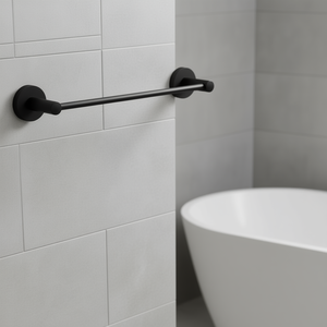 FELCE PLUS Porte-serviettes mural noir mat FP21 35 14, design droit avec possibilité de rétrécissement (39,6x5,6x7,4cm) - Product Image 3