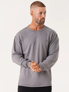 Sudadera con Capucha Gris Hierro, Estilo Invernal y Otoñal, Estilo Casual Americano, Tendencia Retro, Lavada y Desteñida, con Cierre, Sudadera Casual para Hombre - Product Image 3