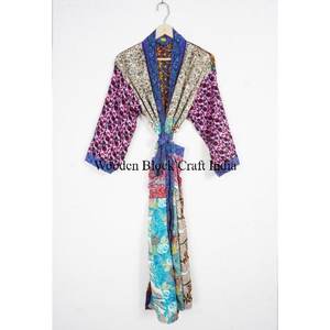 Handmade Wholesale Vintage Silk <b>Saree</b> Kimono Long Summer Dress Stylish Elegant Floral Multi Color Indian Boho Design - Product Image 1