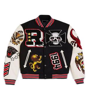 Chaqueta de béisbol personalizada Letterman parches bordados manga de cuero deporte Letterman bombardero chaqueta hombres Varsity chaqueta - Product Image 6