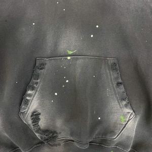 Vintage Distress Paint Venta al por mayor Hombres Algodón Pullover Hoodies Lavado ácido Peso pesado Sun Faded Street Fashion Hoodie - Product Image 6