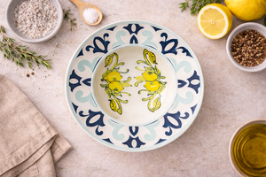 Set di 6 Piatti Rotondi per Pasta in Ceramica con Decorazione Limone e Foglie, Design Italiano, Stampa Digitale Amalfi Excelsa - Product Image 6